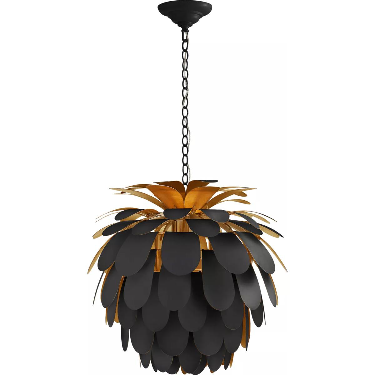 Visual Comfort Signature Collection CHC5165MBK/G Chapman & Myers Cynara 1 Light 22.5 inch Matte Black Chandelier Ceiling Light in Matte Black and Gild