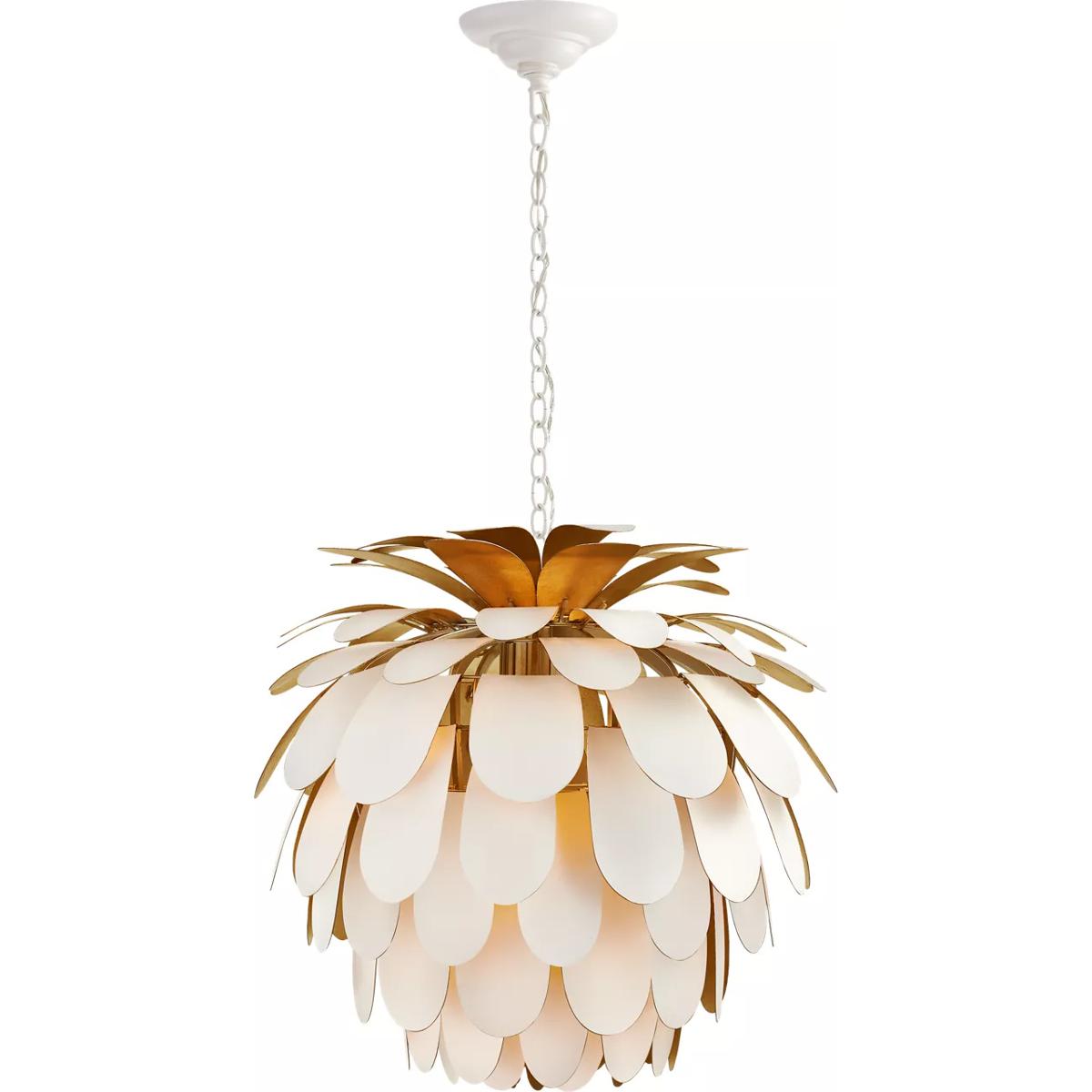 Visual Comfort Signature Collection CHC5165WHT/G Chapman & Myers Cynara 1 Light 22.5 inch Plaster White Chandelier Ceiling Light in White with Gild, M