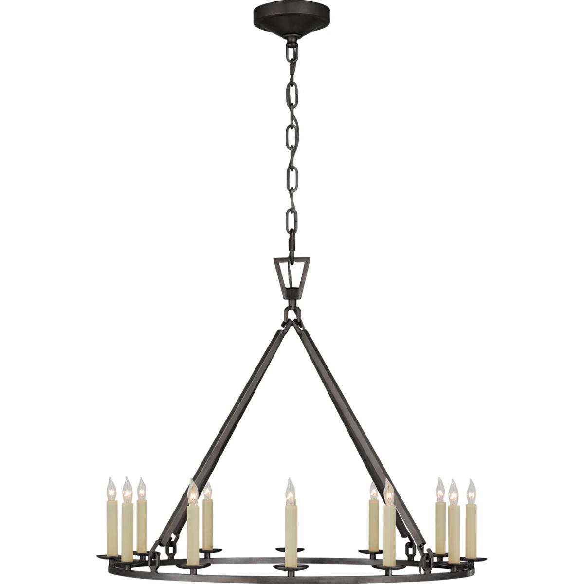 Visual Comfort Signature Collection CHC5172AI Chapman & Myers Darlana 12 Light 30 inch Aged Iron Single Ring Chandelier Ceiling Light, Medium
