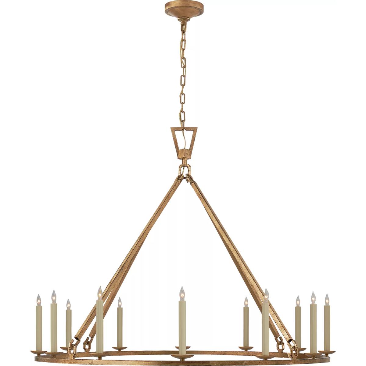 Visual Comfort Signature Collection CHC5173GI Chapman & Myers Darlana 12 Light 50 inch Gilded Iron Single Ring Chandelier Ceiling Light, Extra Large