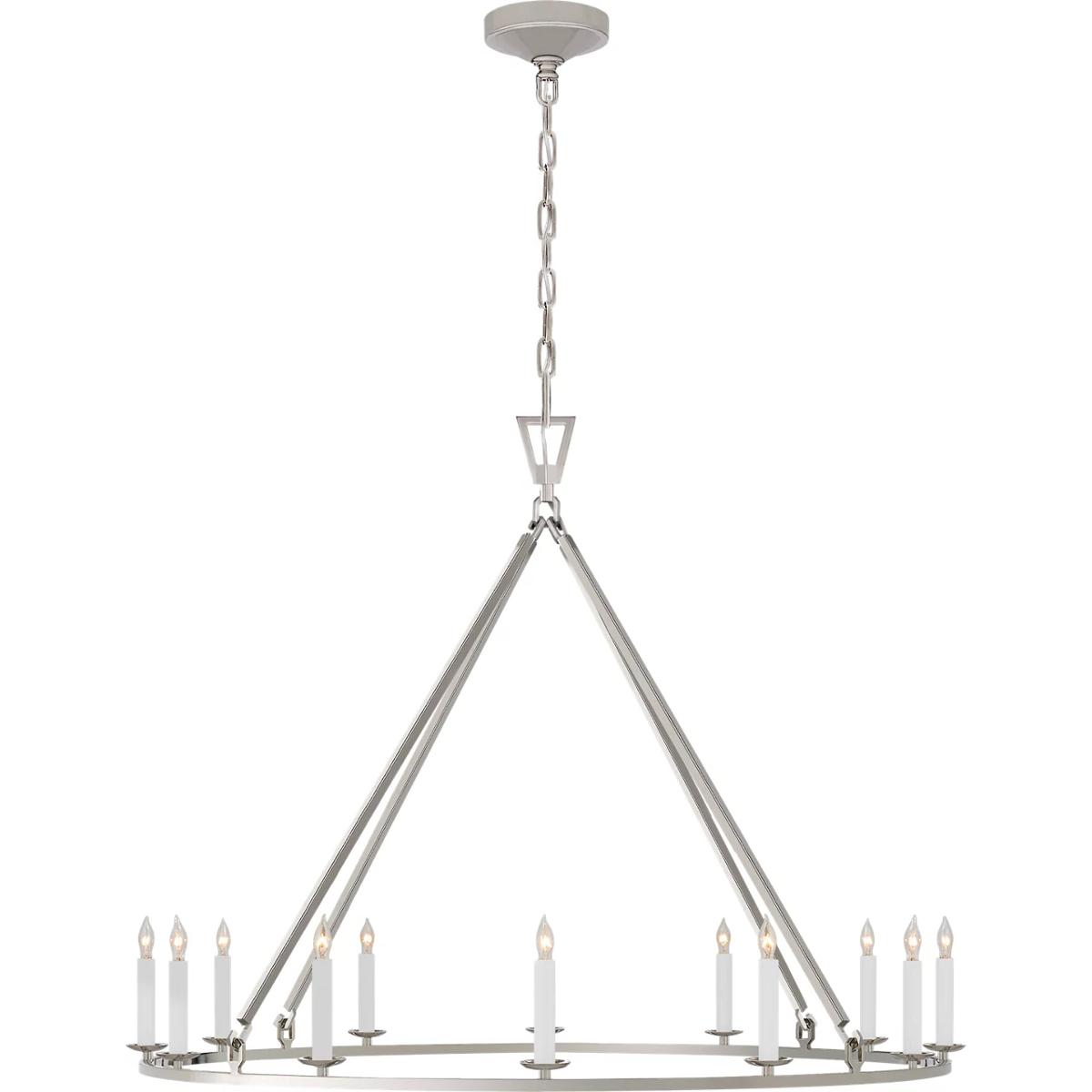 Visual Comfort Signature Collection CHC5174PN Chapman & Myers Darlana 12 Light 40 inch Polished Nickel Single Ring Chandelier Ceiling Light, Large
