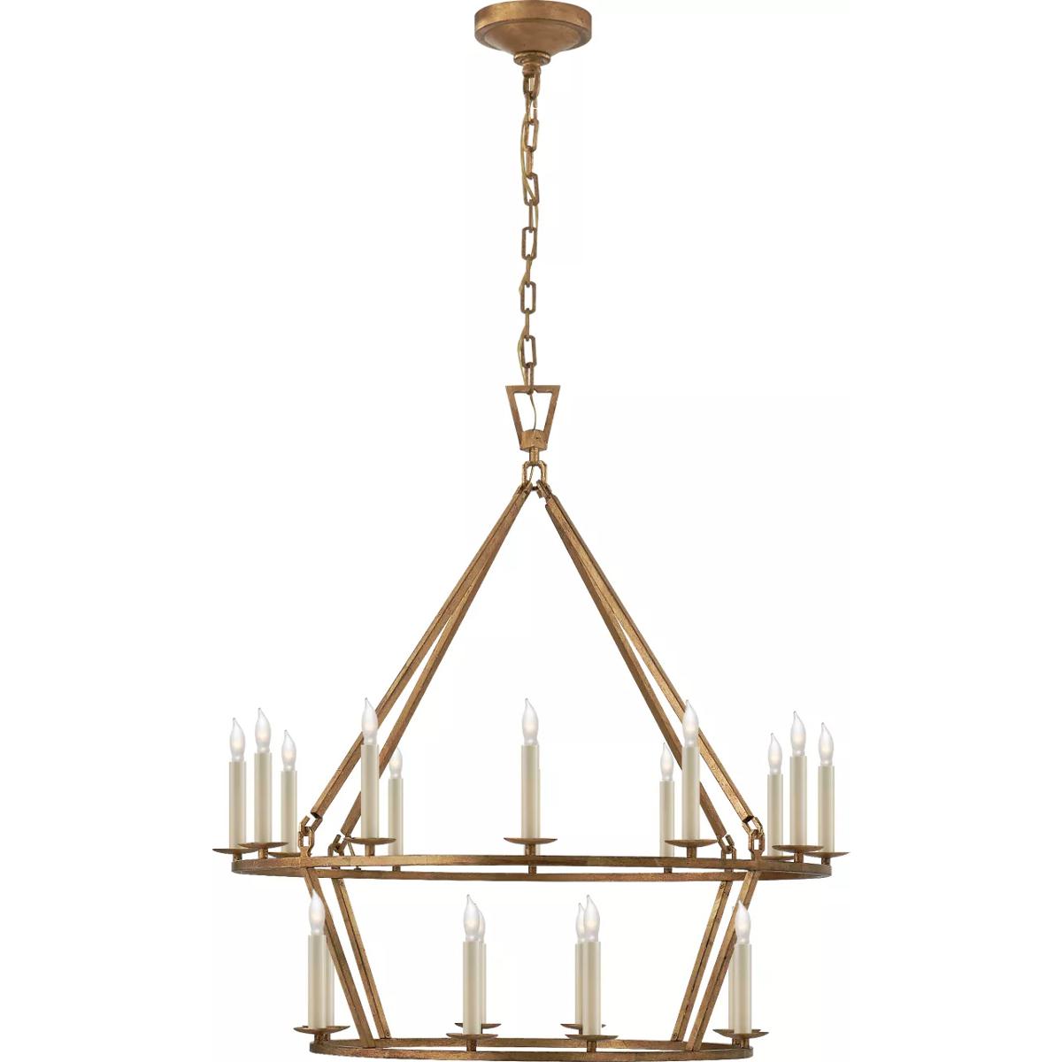 Visual Comfort Signature Collection CHC5178GI Chapman & Myers Darlana 20 Light 30 inch Gilded Iron Two-Tier Chandelier Ceiling Light, Medium