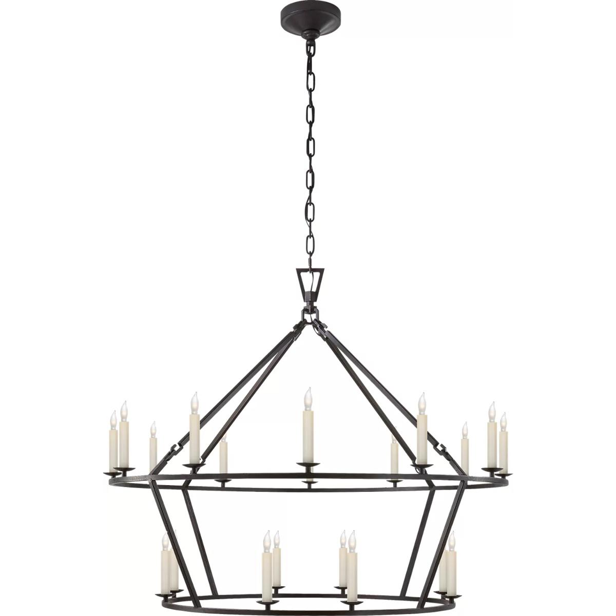 Visual Comfort Signature Collection CHC5179AI Chapman & Myers Darlana 20 Light 40 inch Aged Iron Two-Tiered Ring Chandelier Ceiling Light, Large
