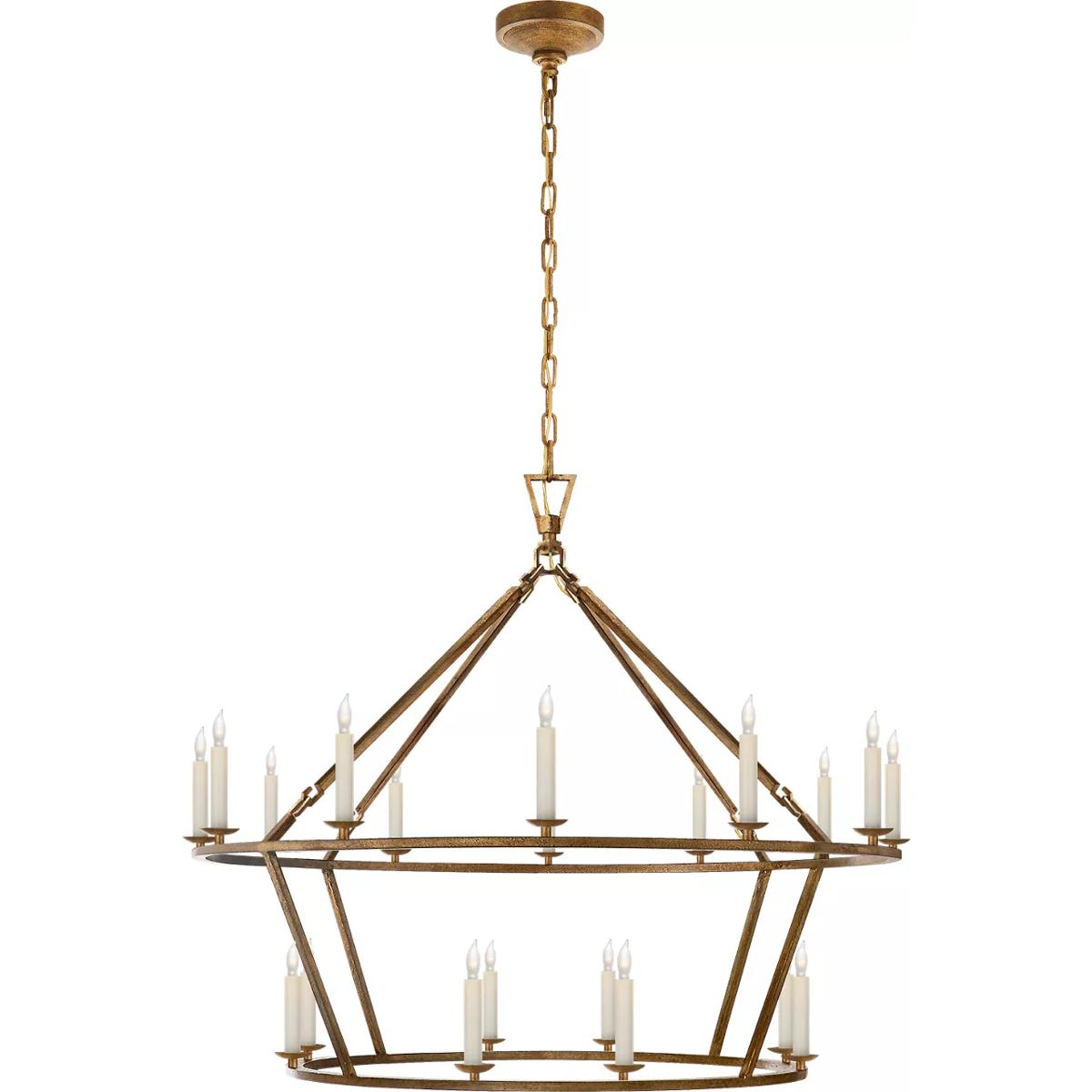 Visual Comfort Signature Collection CHC5179GI Chapman & Myers Darlana 20 Light 40 inch Gilded Iron Two-Tiered Ring Chandelier Ceiling Light, Large