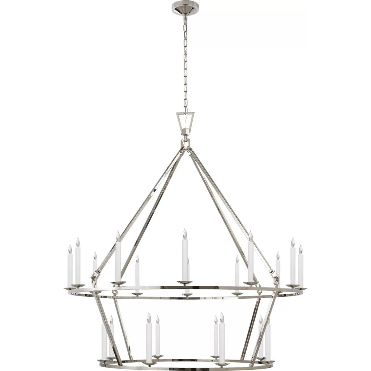 Visual Comfort Signature Collection CHC5199PN Chapman & Myers Darlana 20 Light 50 inch Polished Nickel Two-Tier Chandelier Ceiling Light, Extra Large