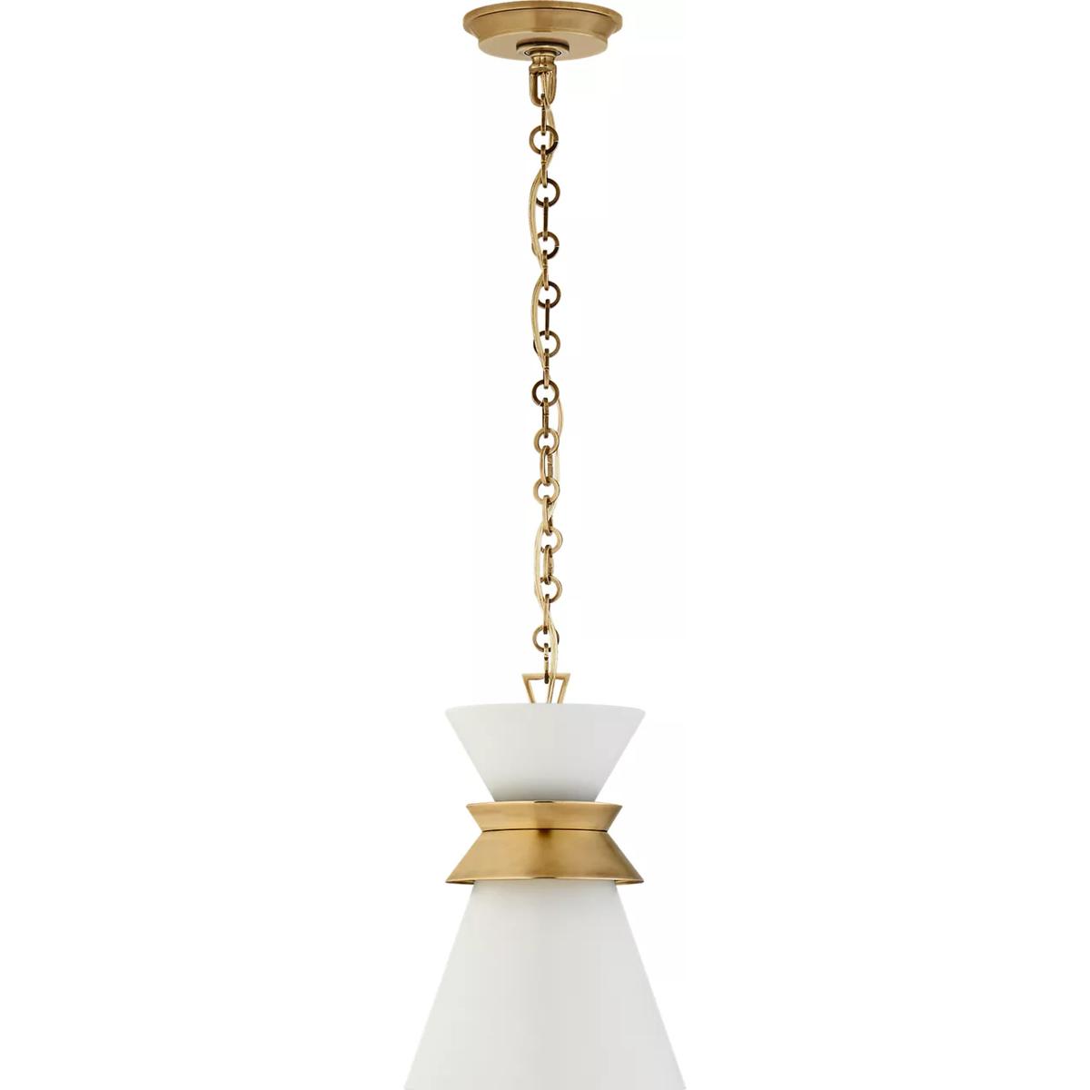Visual Comfort Signature Collection CHC5240AB-WHT Chapman & Myers Alborg 1 Light 10 inch Antique-Burnished Brass Stacked Pendant Ceiling Light in Matt