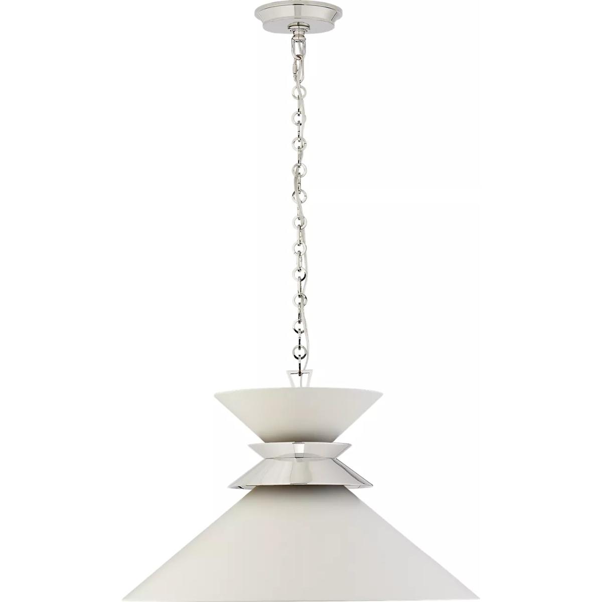 Visual Comfort Signature Collection CHC5245PN-WHT Chapman & Myers Alborg 1 Light 24 inch Polished Nickel Stacked Pendant Ceiling Light in Matte White,