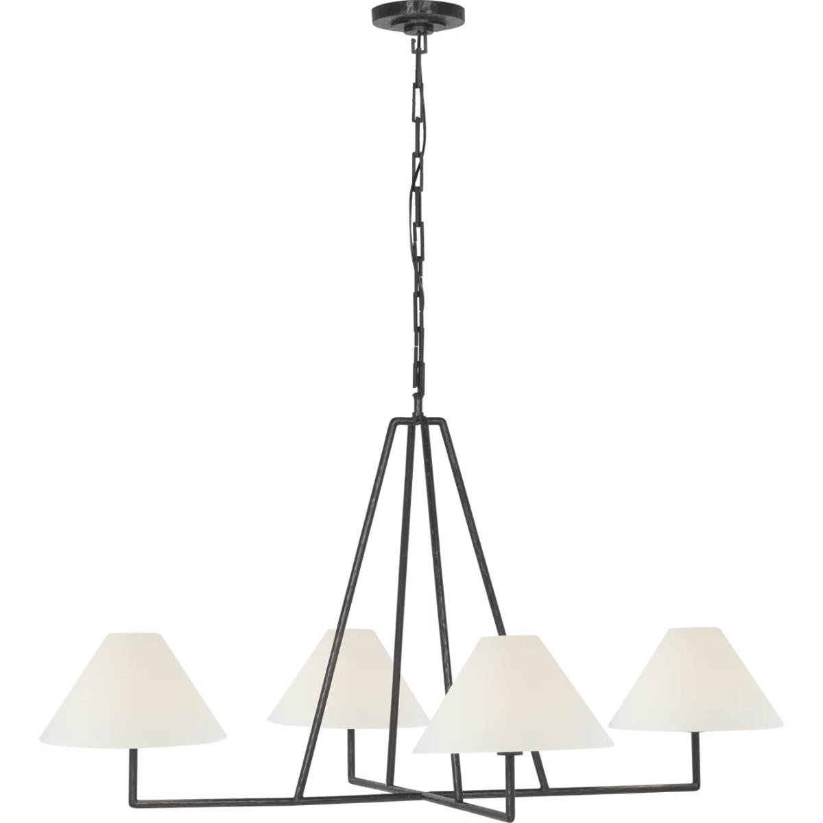 Visual Comfort Signature Collection CHC5335AI-L Chapman & Myers Ashton LED 44.5 inch Aged Iron Sculpted Chandelier Ceiling Light, Extra Large