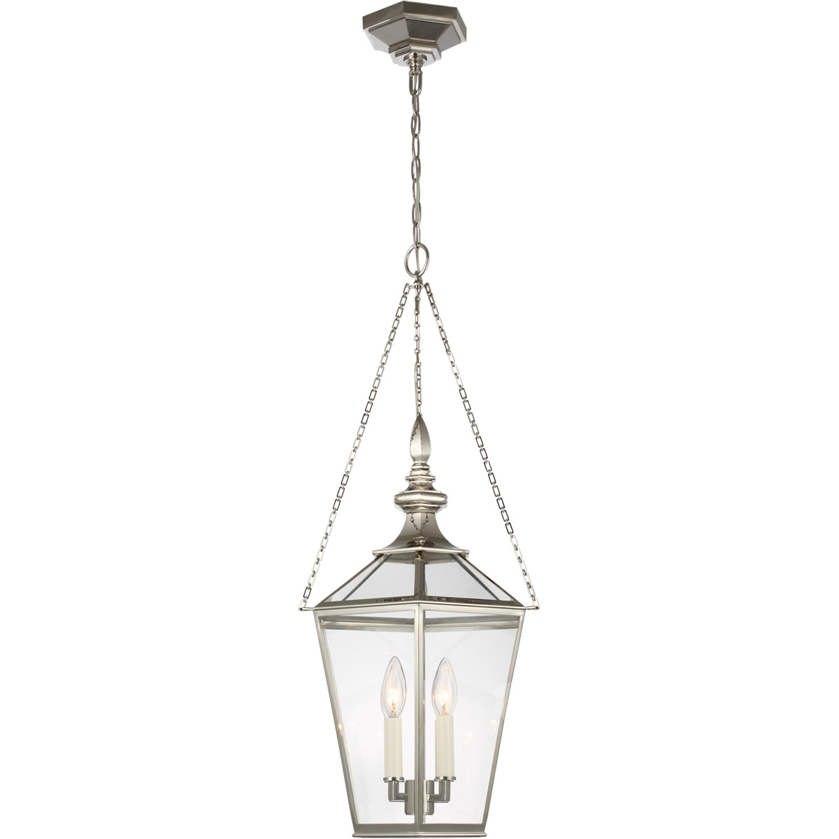 Visual Comfort Signature Collection CHC5410PN-CG Chapman & Myers Evaline LED 13.5 inch Polished Nickel Lantern Pendant Ceiling Light, Small