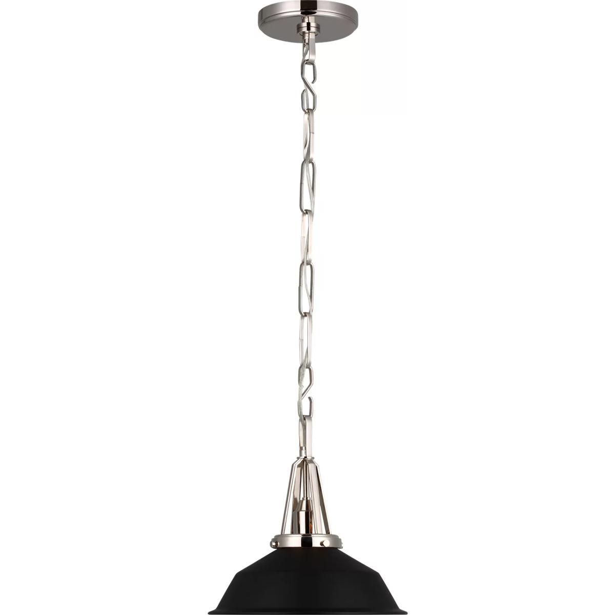 Visual Comfort Signature Collection CHC5460PN-BLK Chapman & Myers Layton LED 10 inch Polished Nickel Pendant Ceiling Light in Matte Black
