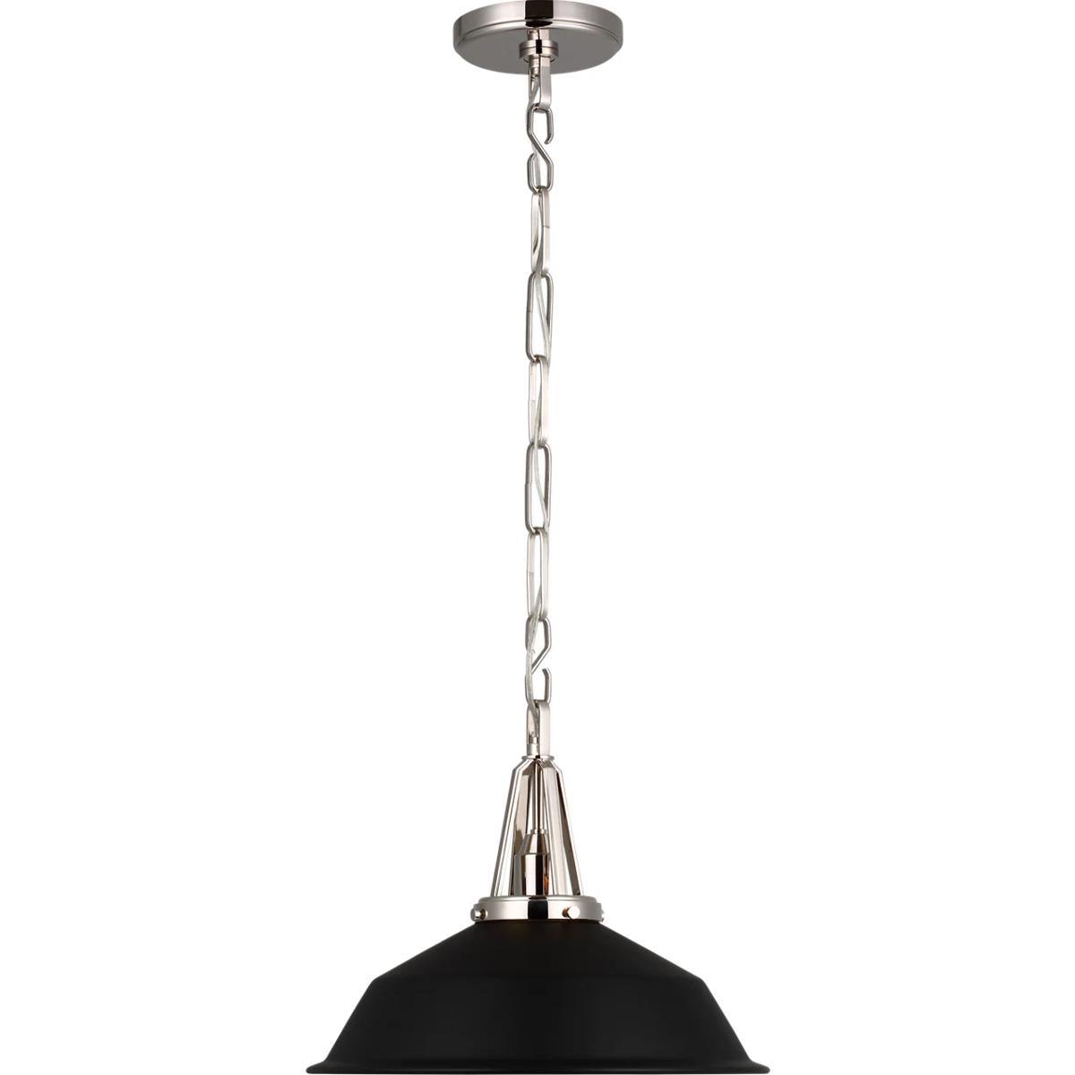 Visual Comfort Signature Collection CHC5461PN-BLK Chapman & Myers Layton LED 14 inch Polished Nickel Pendant Ceiling Light in Matte Black