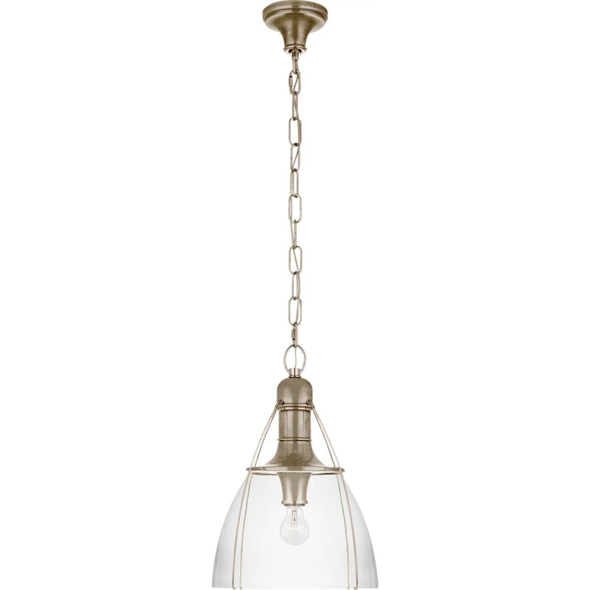 Visual Comfort Signature Collection CHC5475AN-CG Chapman & Myers Prestwick 1 Light 14 inch Antique Nickel Pendant Ceiling Light in Clear Glass