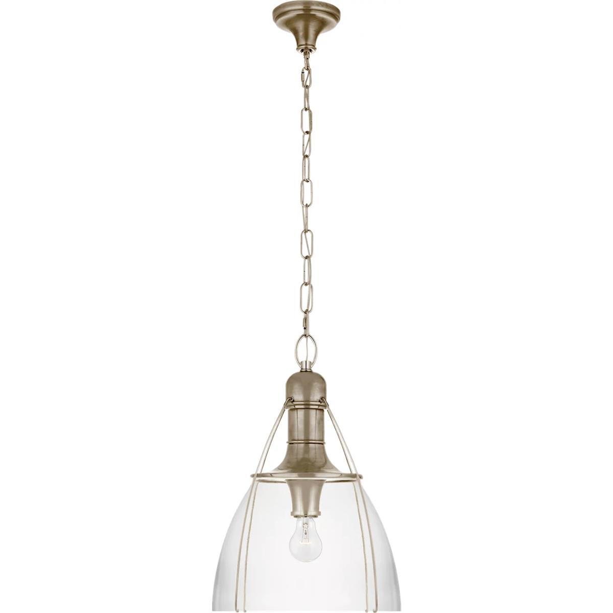 Visual Comfort Signature Collection CHC5476AN-CG Chapman & Myers Prestwick 1 Light 18 inch Antique Nickel Pendant Ceiling Light in Clear Glass