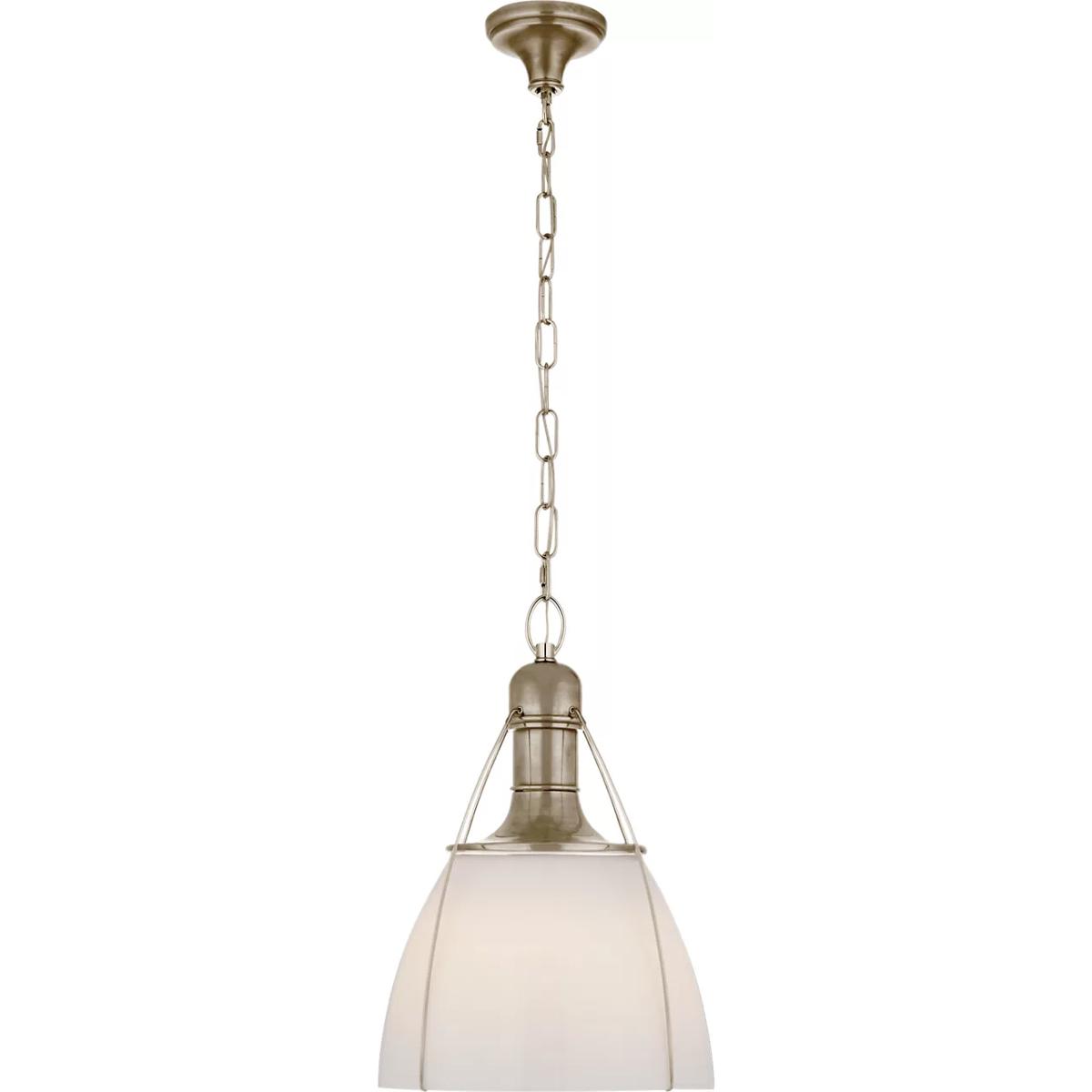 Visual Comfort Signature Collection CHC5476AN-WG Chapman & Myers Prestwick 1 Light 18 inch Antique Nickel Pendant Ceiling Light in White Glass