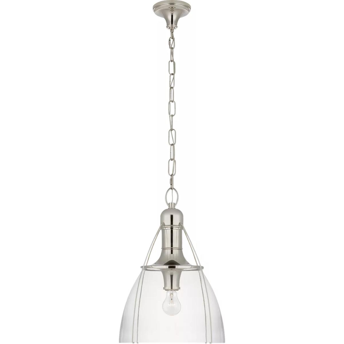 Visual Comfort Signature Collection CHC5476PN-CG Chapman & Myers Prestwick 1 Light 18 inch Polished Nickel Pendant Ceiling Light in Clear Glass
