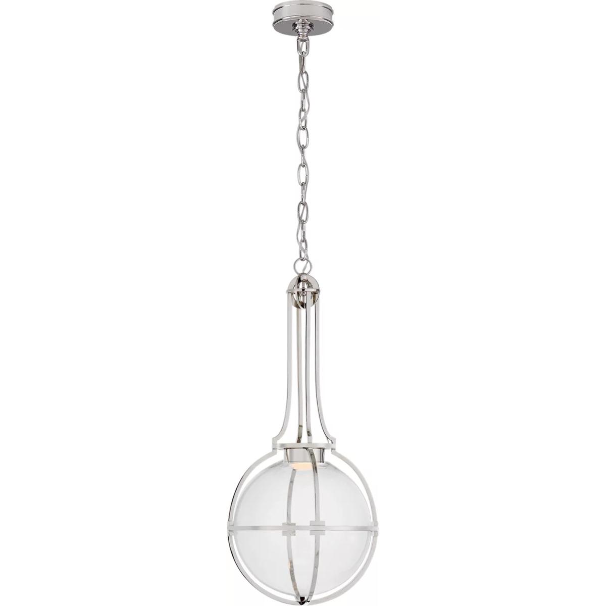 Visual Comfort Signature Collection CHC5478PN-CG Chapman & Myers Gracie LED 13 inch Polished Nickel Captured Globe Pendant Ceiling Light, Medium