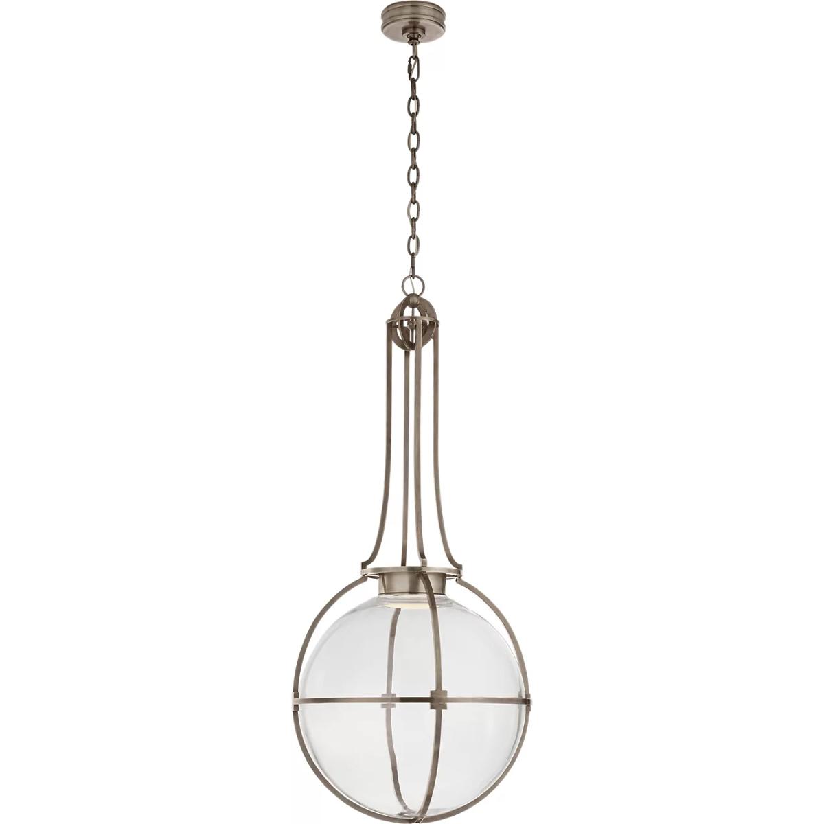 Visual Comfort Signature Collection CHC5479AN-CG Chapman & Myers Gracie LED 19.25 inch Antique Nickel Captured Globe Pendant Ceiling Light, Large