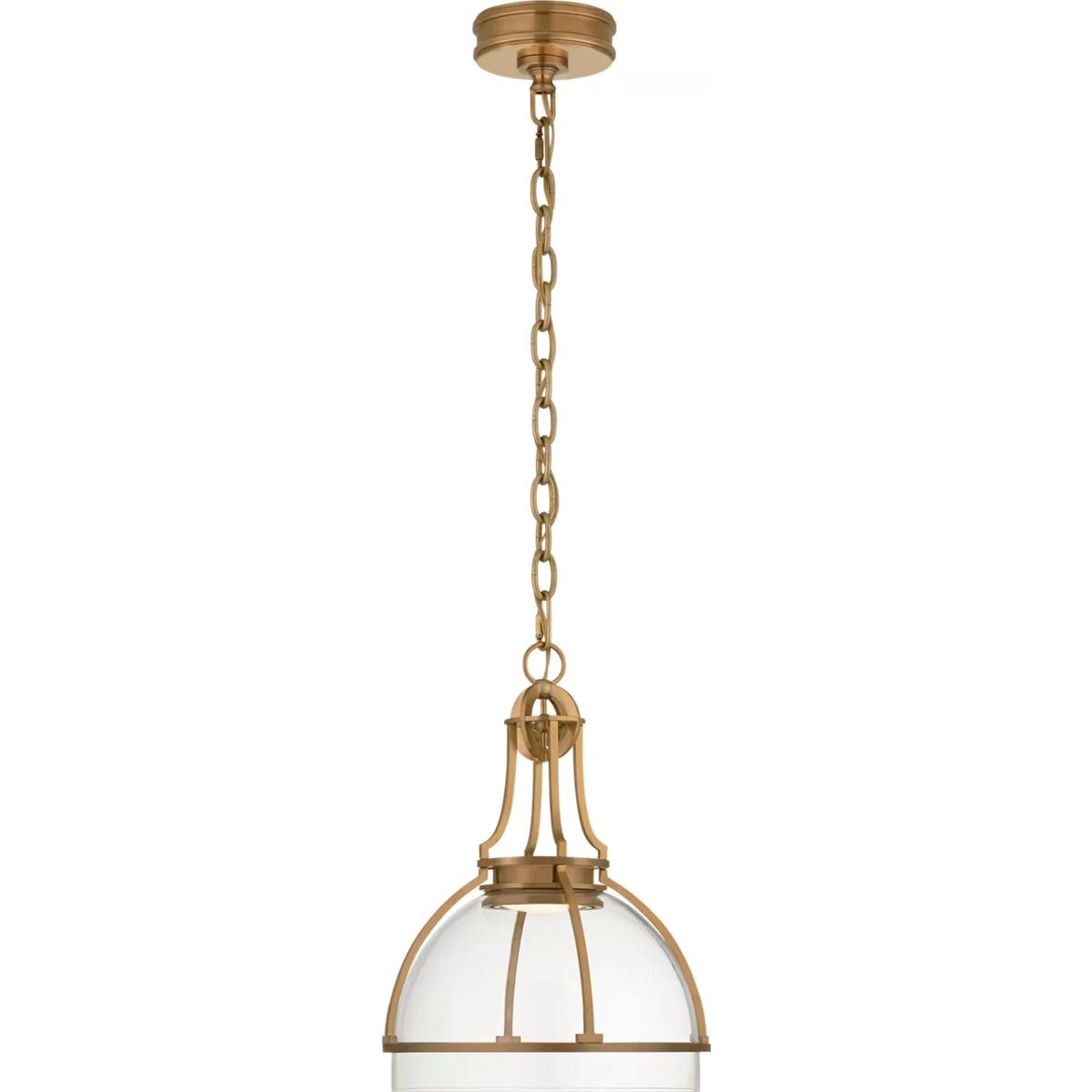 Visual Comfort Signature Collection CHC5481AB-CG Chapman & Myers Gracie LED 12 inch Antique-Burnished Brass Dome Pendant Ceiling Light in Clear Glass,