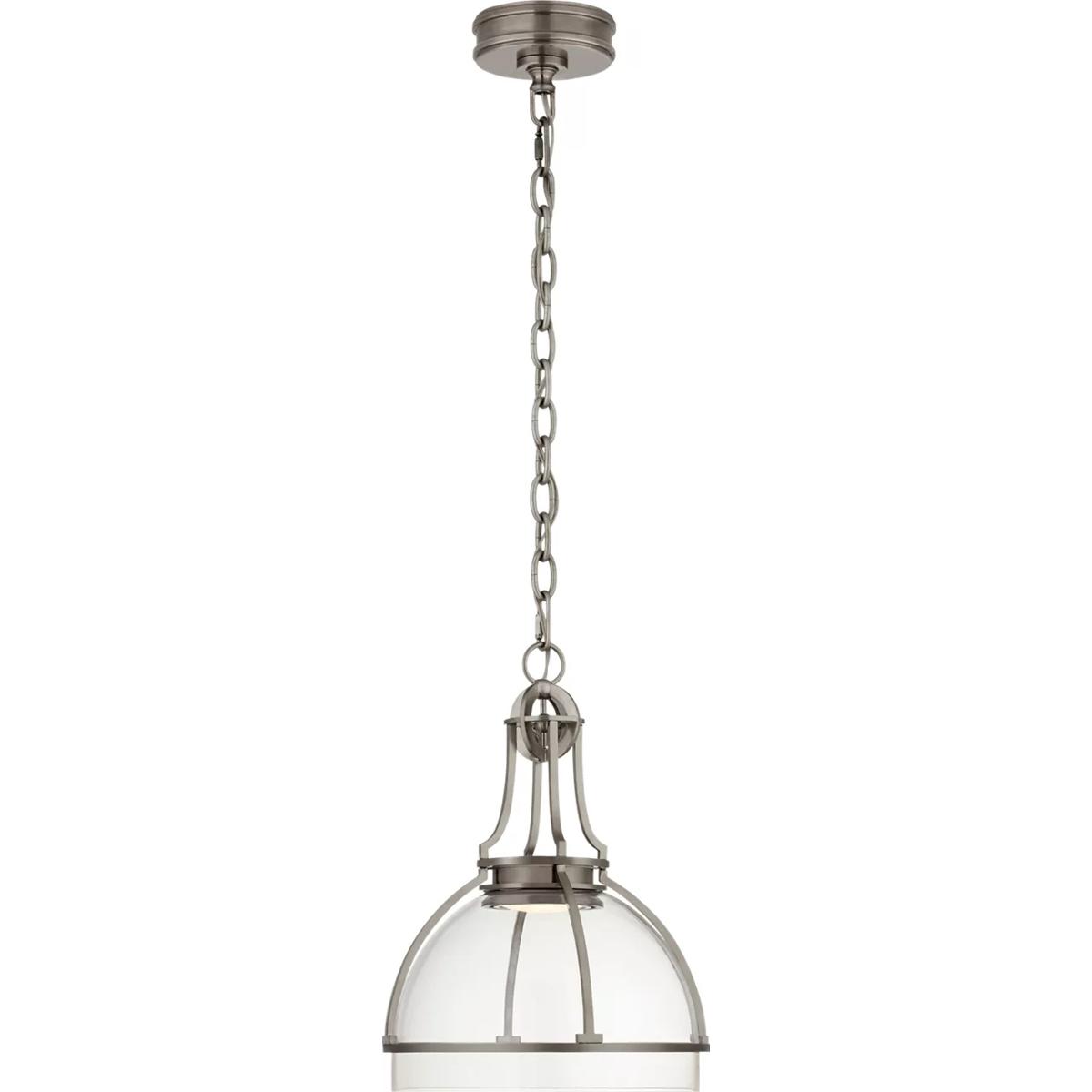Visual Comfort Signature Collection CHC5481AN-CG Chapman & Myers Gracie LED 12 inch Antique Nickel Dome Pendant Ceiling Light in Clear Glass, Medium