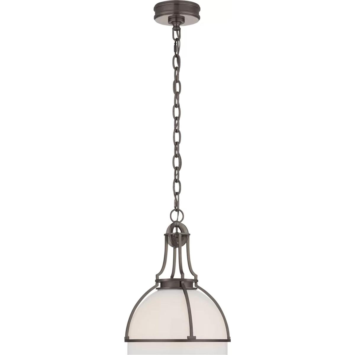 Visual Comfort Signature Collection CHC5481BZ-WG Chapman & Myers Gracie LED 12 inch Bronze Dome Pendant Ceiling Light in White Glass, Medium