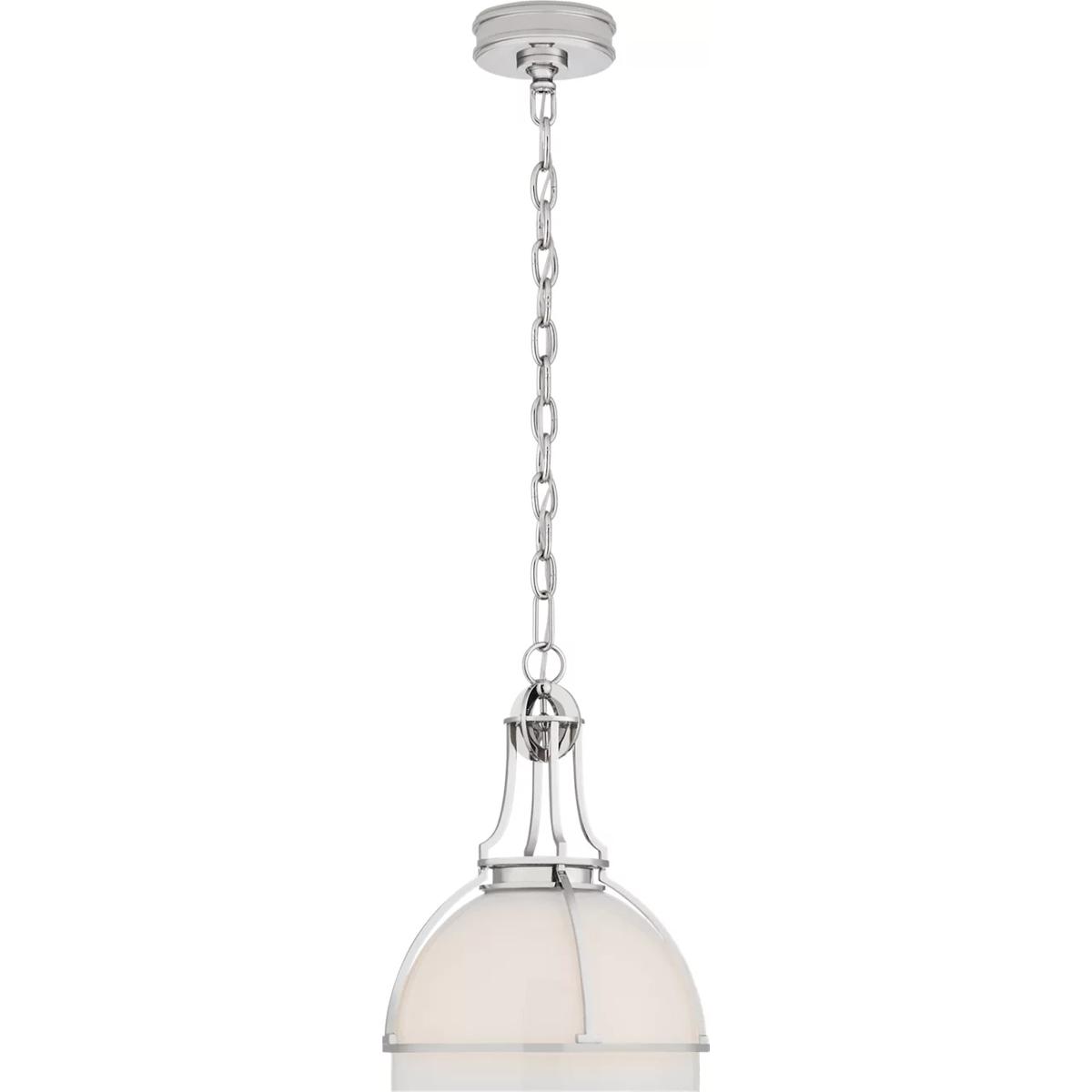 Visual Comfort Signature Collection CHC5481PN-WG Chapman & Myers Gracie LED 12 inch Polished Nickel Dome Pendant Ceiling Light in White Glass, Medium