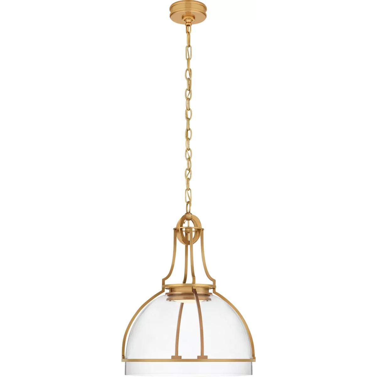 Visual Comfort Signature Collection CHC5482AB-CG Chapman & Myers Gracie LED 19 inch Antique-Burnished Brass Dome Pendant Ceiling Light in Clear Glass,