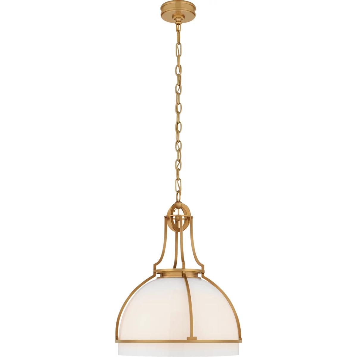 Visual Comfort Signature Collection CHC5482AB-WG Chapman & Myers Gracie LED 19 inch Antique-Burnished Brass Dome Pendant Ceiling Light in White Glass,