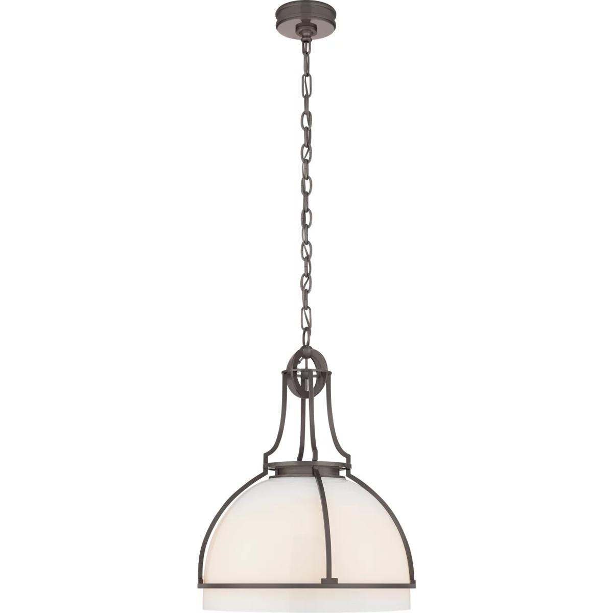 Visual Comfort Signature Collection CHC5482BZ-WG Chapman & Myers Gracie LED 19 inch Bronze Dome Pendant Ceiling Light in White Glass, Large