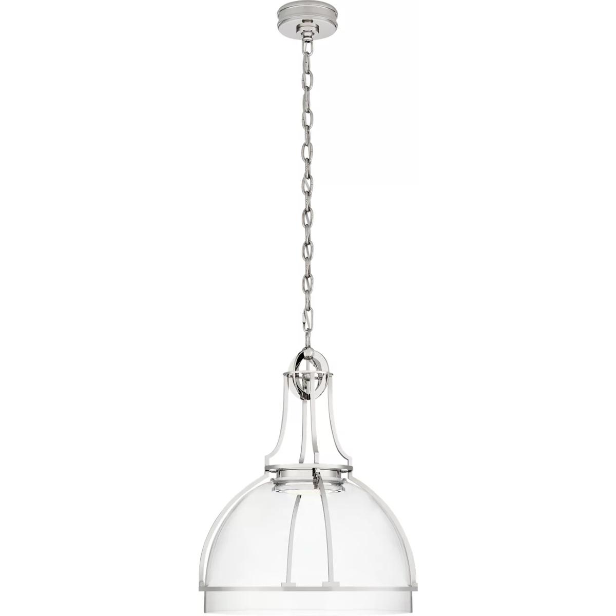 Visual Comfort Signature Collection CHC5482PN-CG Chapman & Myers Gracie LED 19 inch Polished Nickel Dome Pendant Ceiling Light in Clear Glass, Large