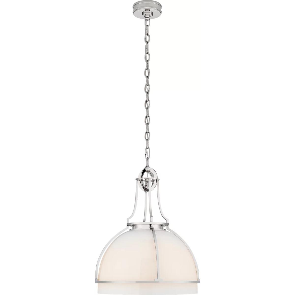 Visual Comfort Signature Collection CHC5482PN-WG Chapman & Myers Gracie LED 19 inch Polished Nickel Dome Pendant Ceiling Light in White Glass, Large