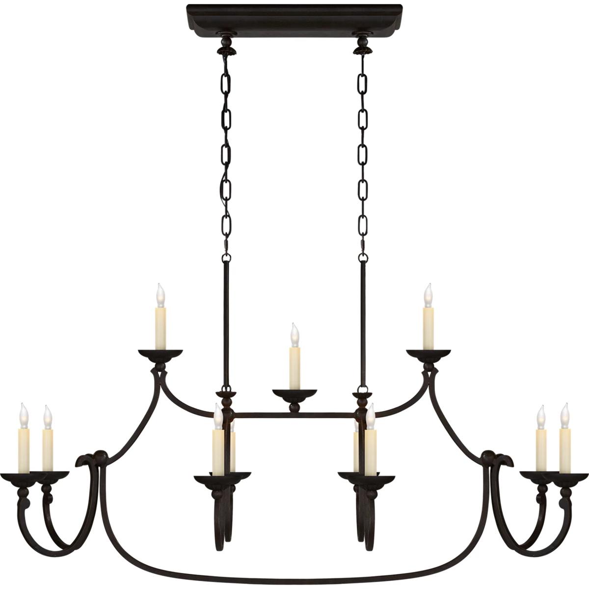 Visual Comfort Signature Collection CHC5495AI Chapman & Myers Flemish 11 Light 50 inch Aged Iron Linear Pendant Ceiling Light in (None), Large