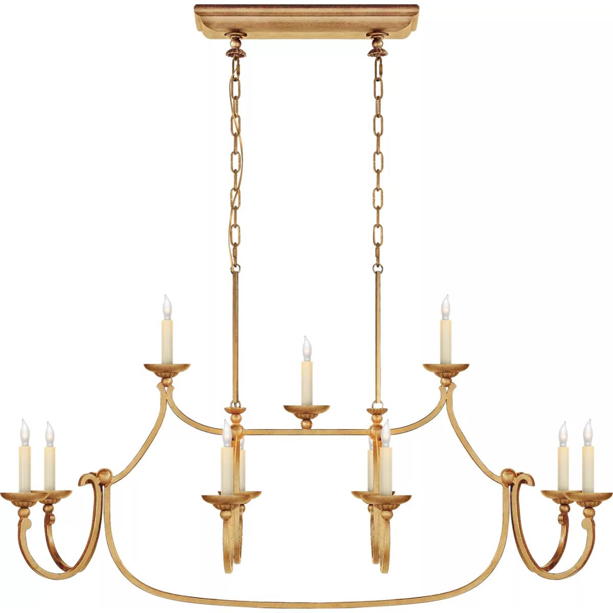 Visual Comfort Signature Collection CHC5495GI Chapman & Myers Flemish 11 Light 50 inch Gilded Iron Linear Pendant Ceiling Light in (None), Large