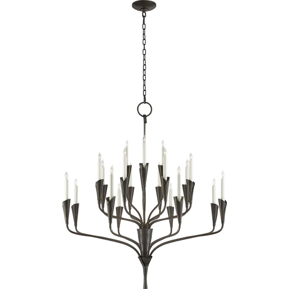 Visual Comfort Signature Collection CHC5503AI Chapman & Myers Aiden 20 Light 40.5 inch Aged Iron Chandelier Ceiling Light, Large