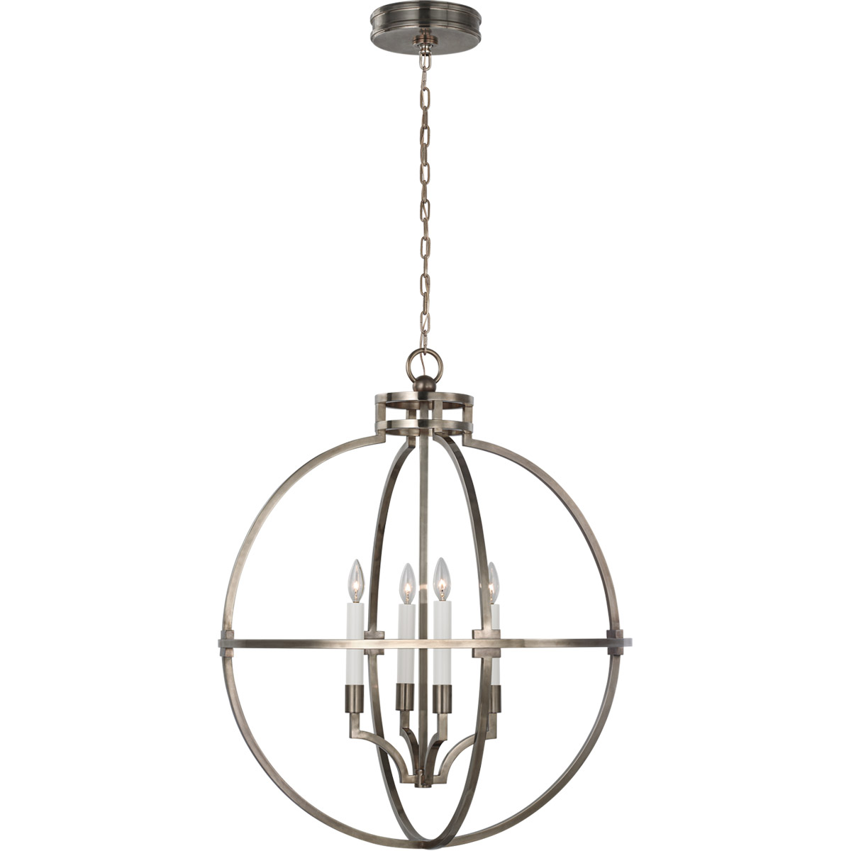 Visual Comfort Signature Collection CHC5518AN Chapman & Myers Lexie LED 30 inch Antique Nickel Globe Lantern Pendant Ceiling Light