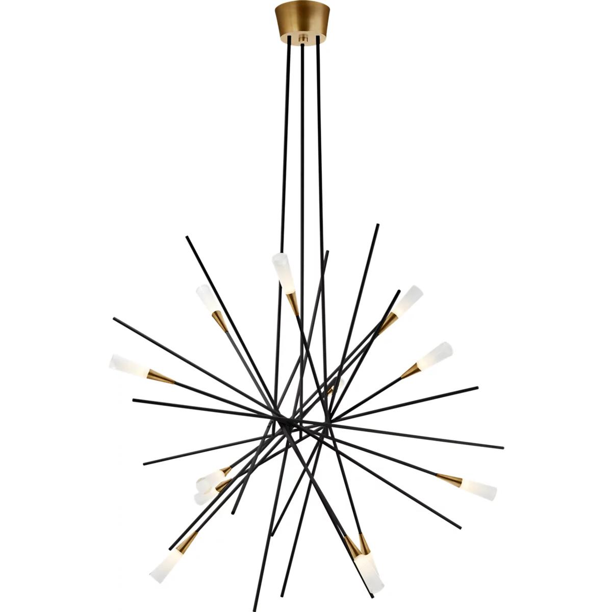 Visual Comfort Signature Collection CHC5600BLK Chapman & Myers Stellar LED 38.25 inch Matte Black and Antique Brass Chandelier Ceiling Light, Large