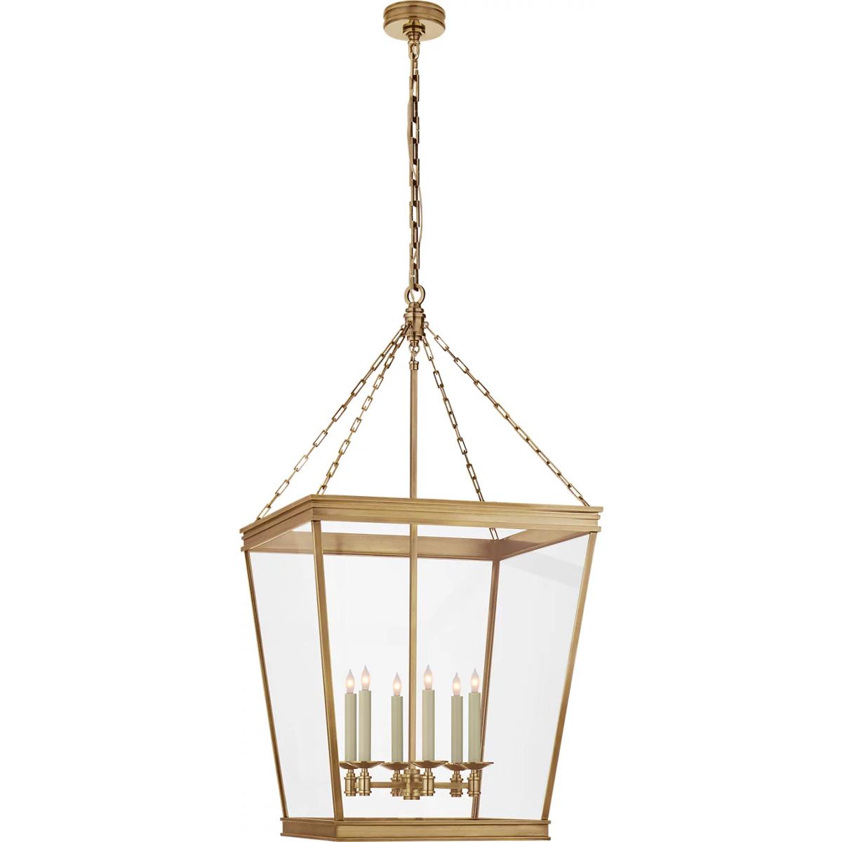 Visual Comfort Signature Collection CHC5612AB-CG Chapman & Myers Launceton 6 Light 24 inch Antique-Burnished Brass Lantern Pendant Ceiling Light, Larg