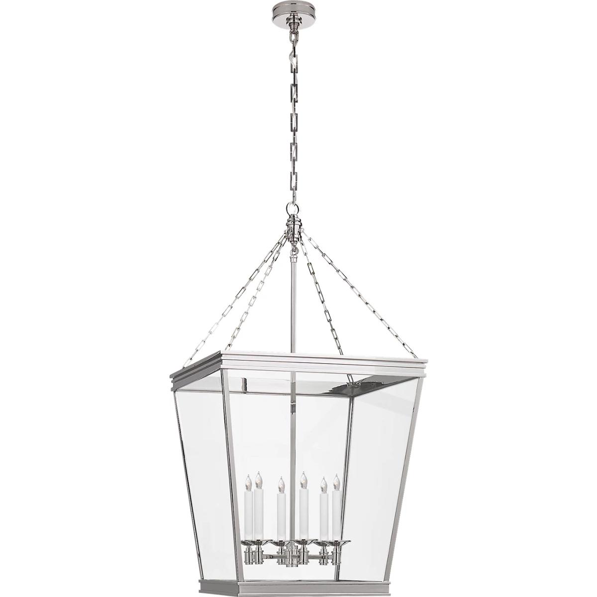 Visual Comfort Signature Collection CHC5612PN-CG Chapman & Myers Launceton 6 Light 24 inch Polished Nickel Lantern Pendant Ceiling Light, Large