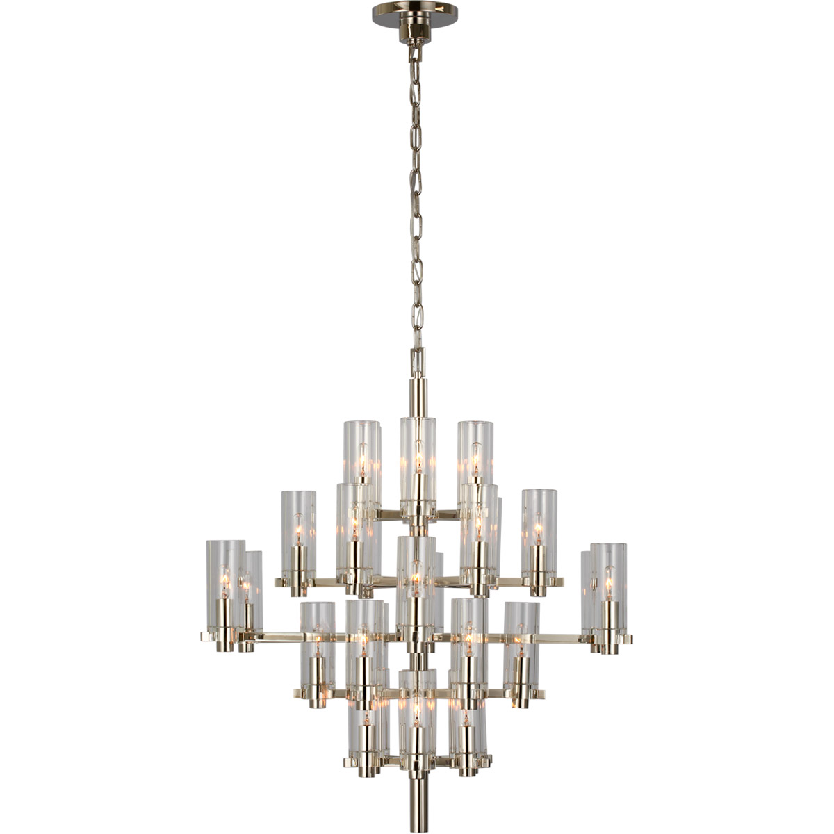 Visual Comfort Signature Collection CHC5630PN-CG Chapman & Myers Sonnet LED 32 inch Polished Nickel Chandelier Ceiling Light in Clear Glass, Medium