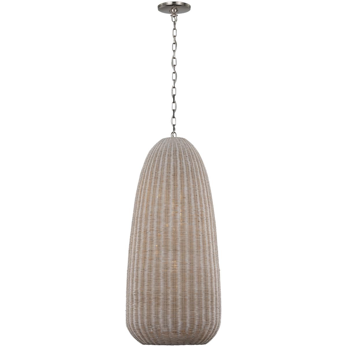 Visual Comfort Signature Collection CHC5656PN-ASW Chapman & Myers Kokomo LED 20 inch Polished Nickel Elongated Pendant Ceiling Light in Ash Wicker
