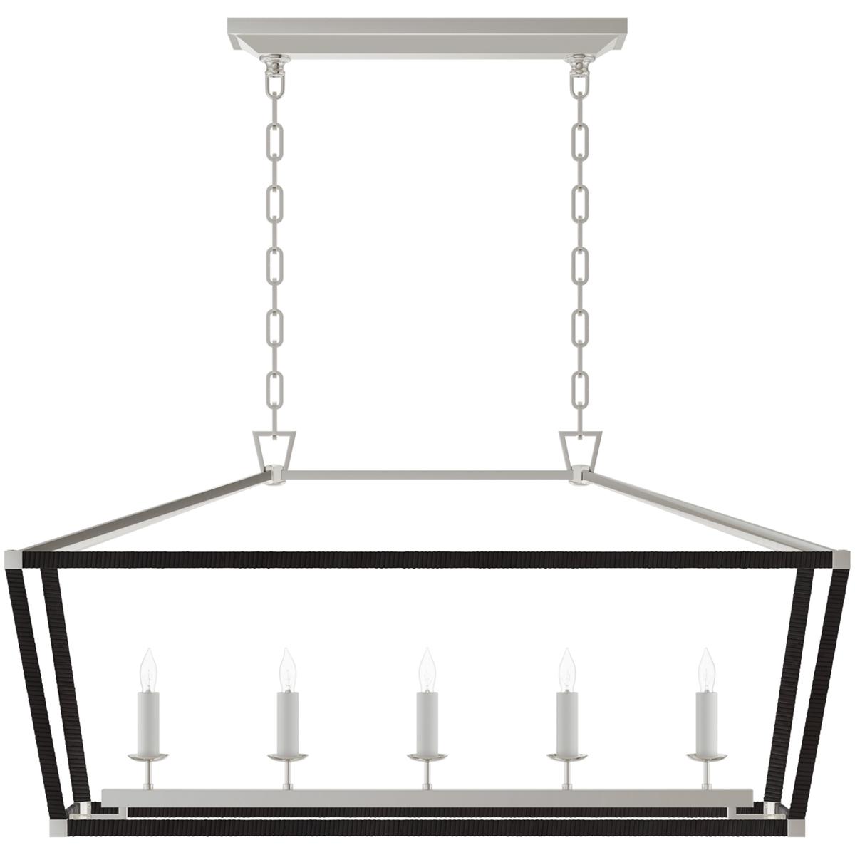 Visual Comfort Signature Collection CHC5765PN/BRT Chapman & Myers Darlana5 LED 41 inch Polished Nickel and Black Rattan Linear Lantern Ceiling Light,