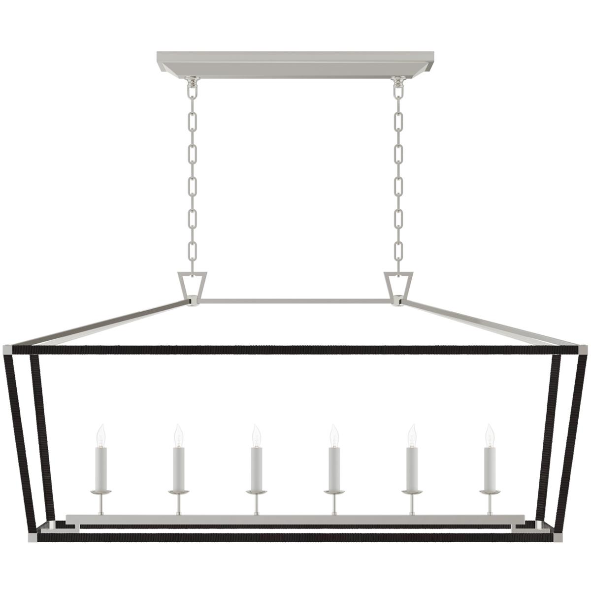 Visual Comfort Signature Collection CHC5766PN/BRT Chapman & Myers Darlana5 LED 54 inch Polished Nickel and Black Rattan Linear Lantern Ceiling Light,