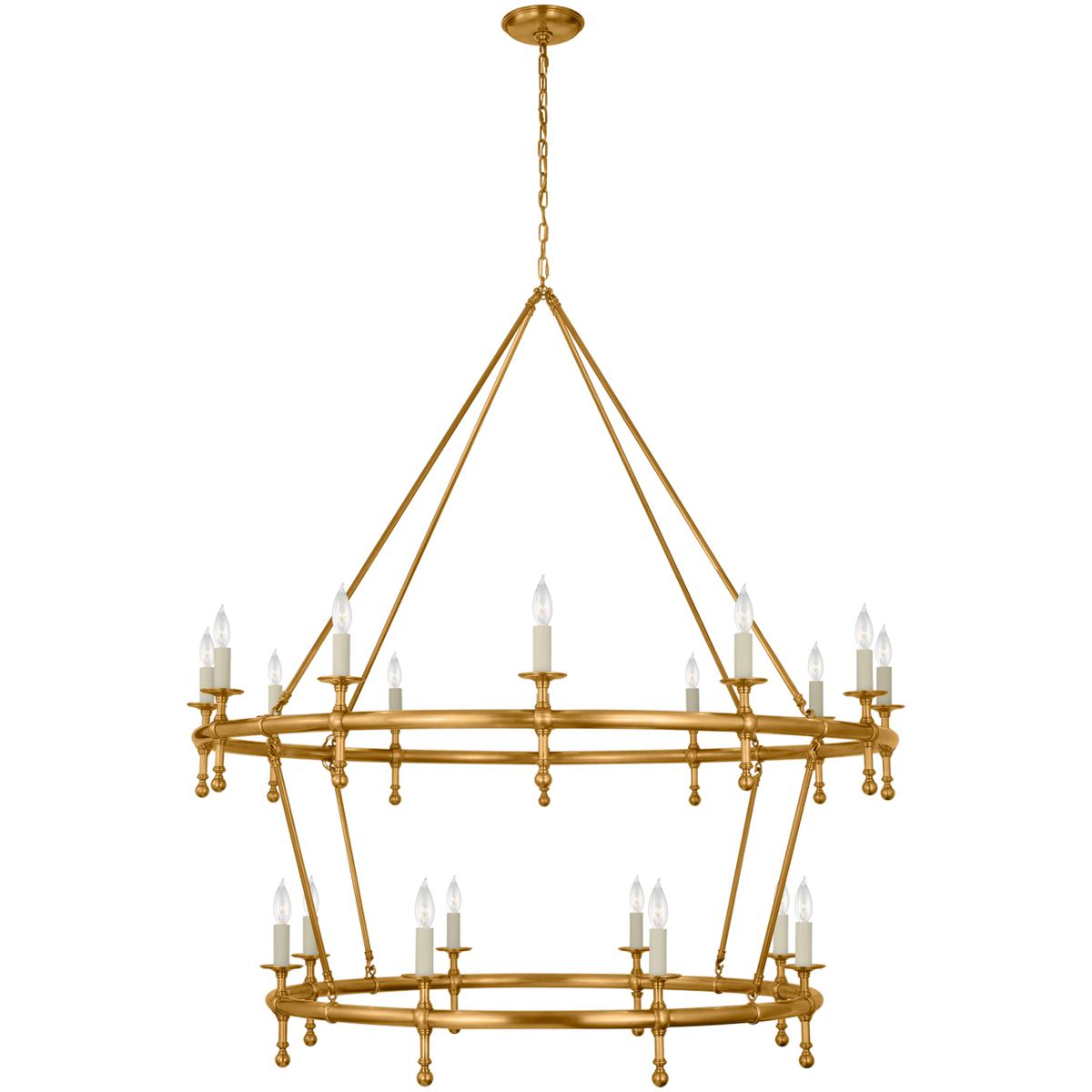 Visual Comfort Signature Collection CHC5825AB Chapman & Myers Classic LED 54.5 inch Antique-Burnished Brass Two-Tier Ring Chandelier Ceiling Light in