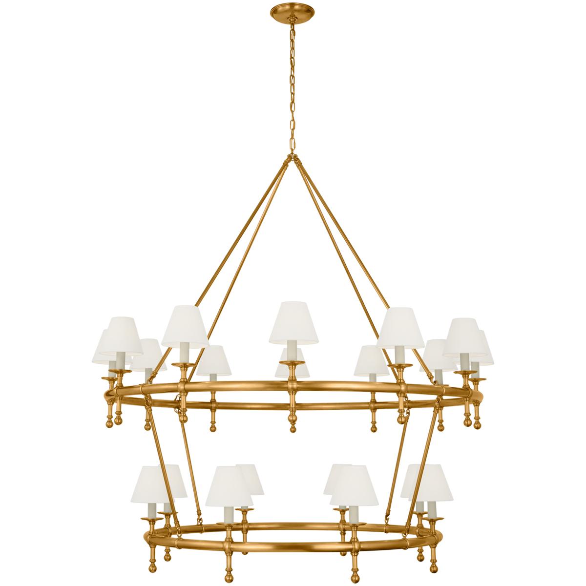Visual Comfort Signature Collection CHC5825AB-L Chapman & Myers Classic LED 57.25 inch Antique-Burnished Brass Two-Tier Ring Chandelier Ceiling Light