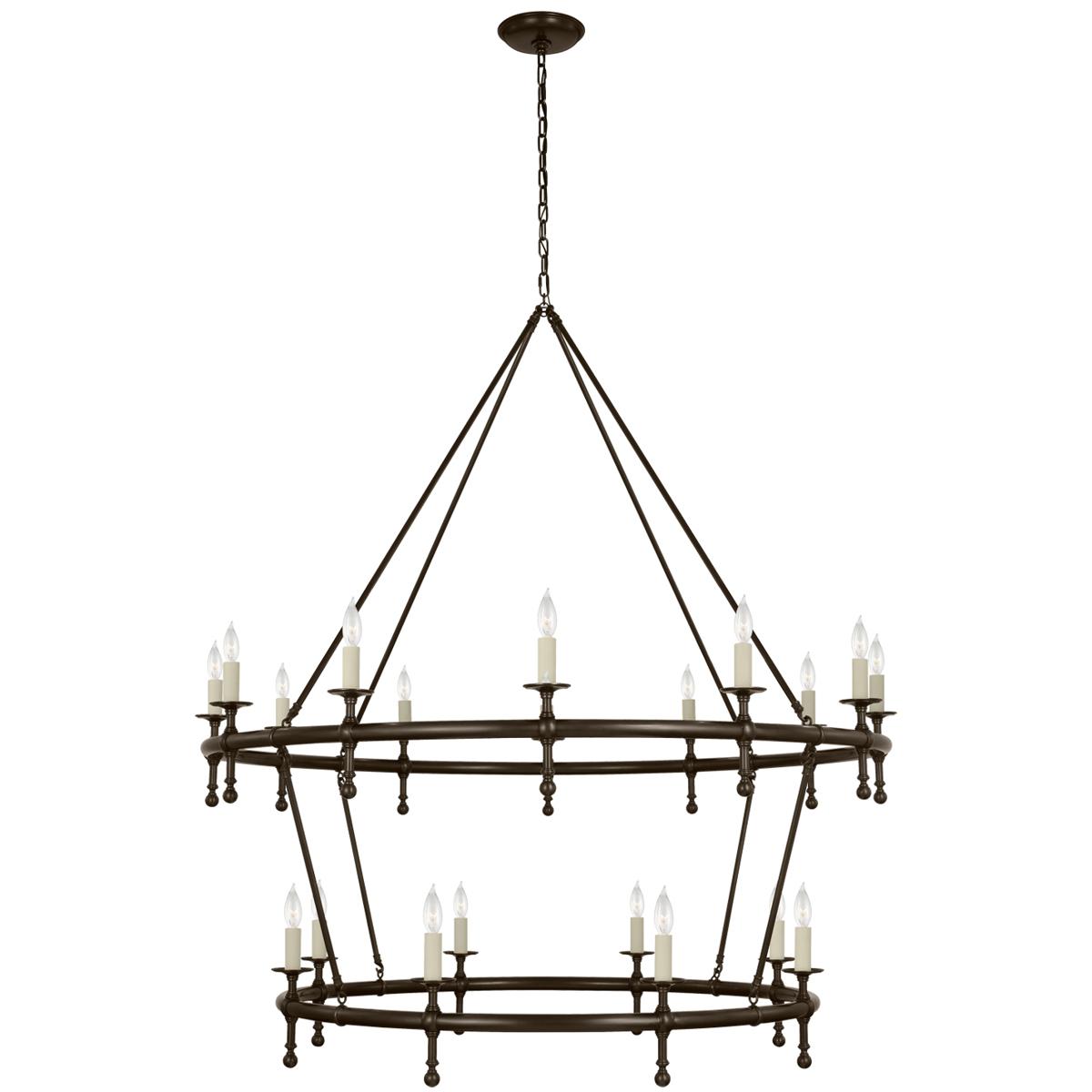 Visual Comfort Signature Collection CHC5825BZ Chapman & Myers Classic LED 54.5 inch Bronze Two-Tier Ring Chandelier Ceiling Light in (None)