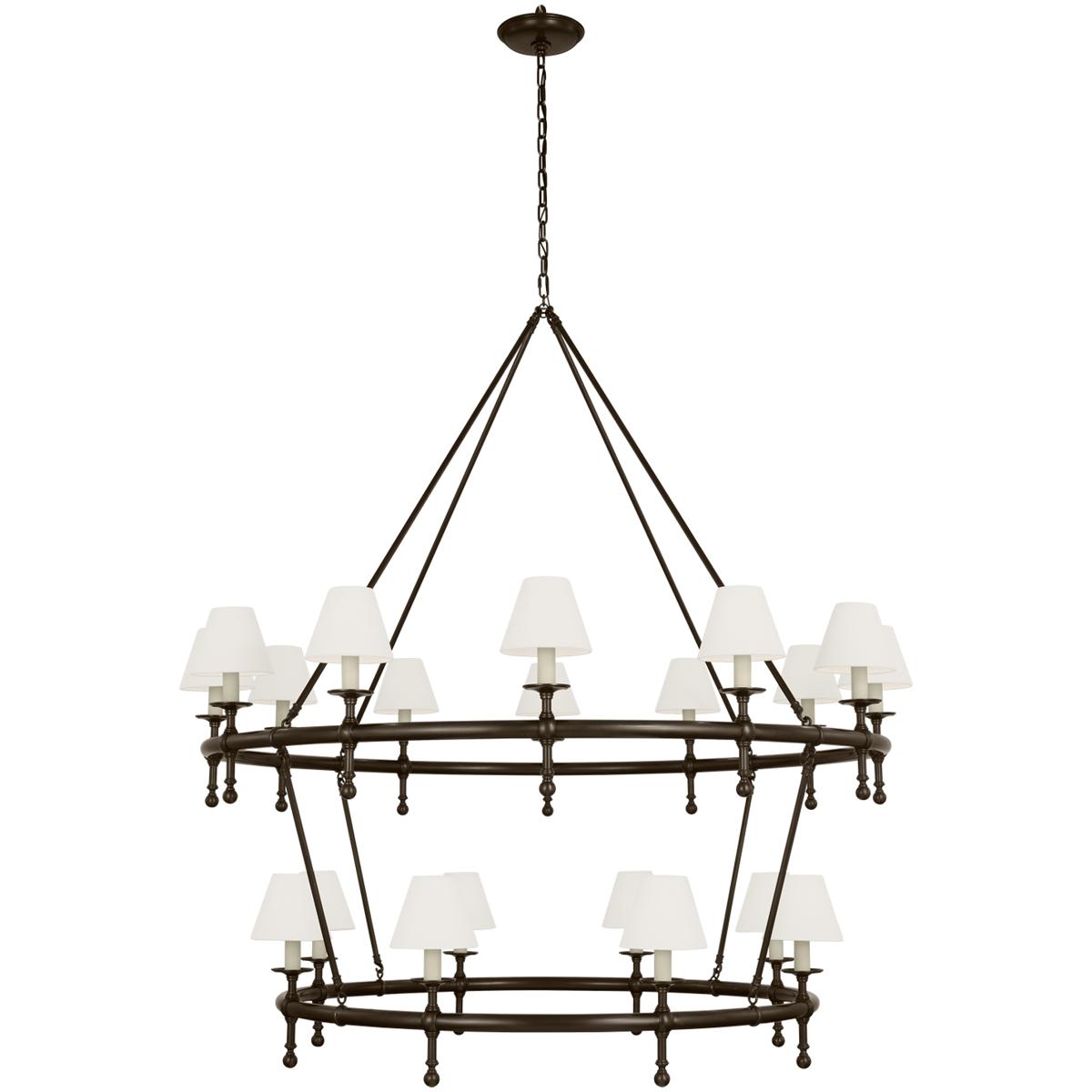Visual Comfort Signature Collection CHC5825BZ-L Chapman & Myers Classic LED 57.25 inch Bronze Two-Tier Ring Chandelier Ceiling Light in Linen