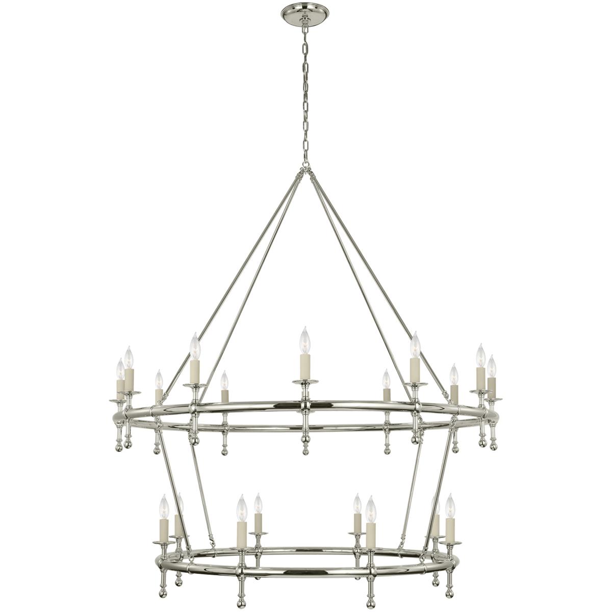 Visual Comfort Signature Collection CHC5825PN Chapman & Myers Classic LED 54.5 inch Polished Nickel Two-Tier Ring Chandelier Ceiling Light in (None)
