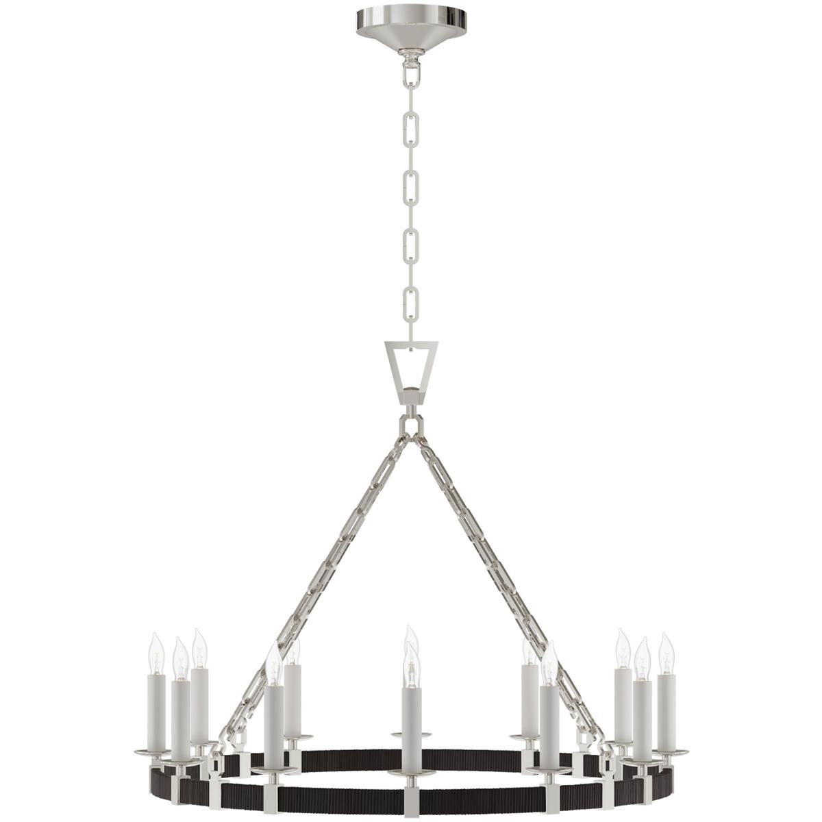 Visual Comfort Signature Collection CHC5872PN/BRT Chapman & Myers Darlana5 LED 30 inch Polished Nickel and Black Rattan Ring Chandelier Ceiling Light,