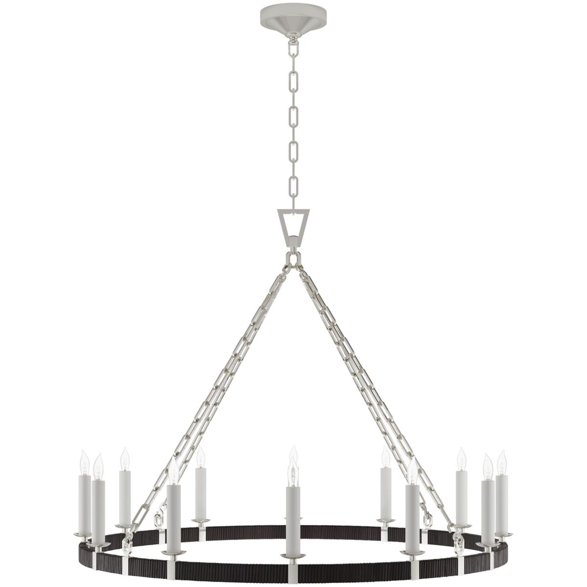 Visual Comfort Signature Collection CHC5873PN/BRT Chapman & Myers Darlana5 LED 40 inch Polished Nickel and Black Rattan Ring Chandelier Ceiling Light,