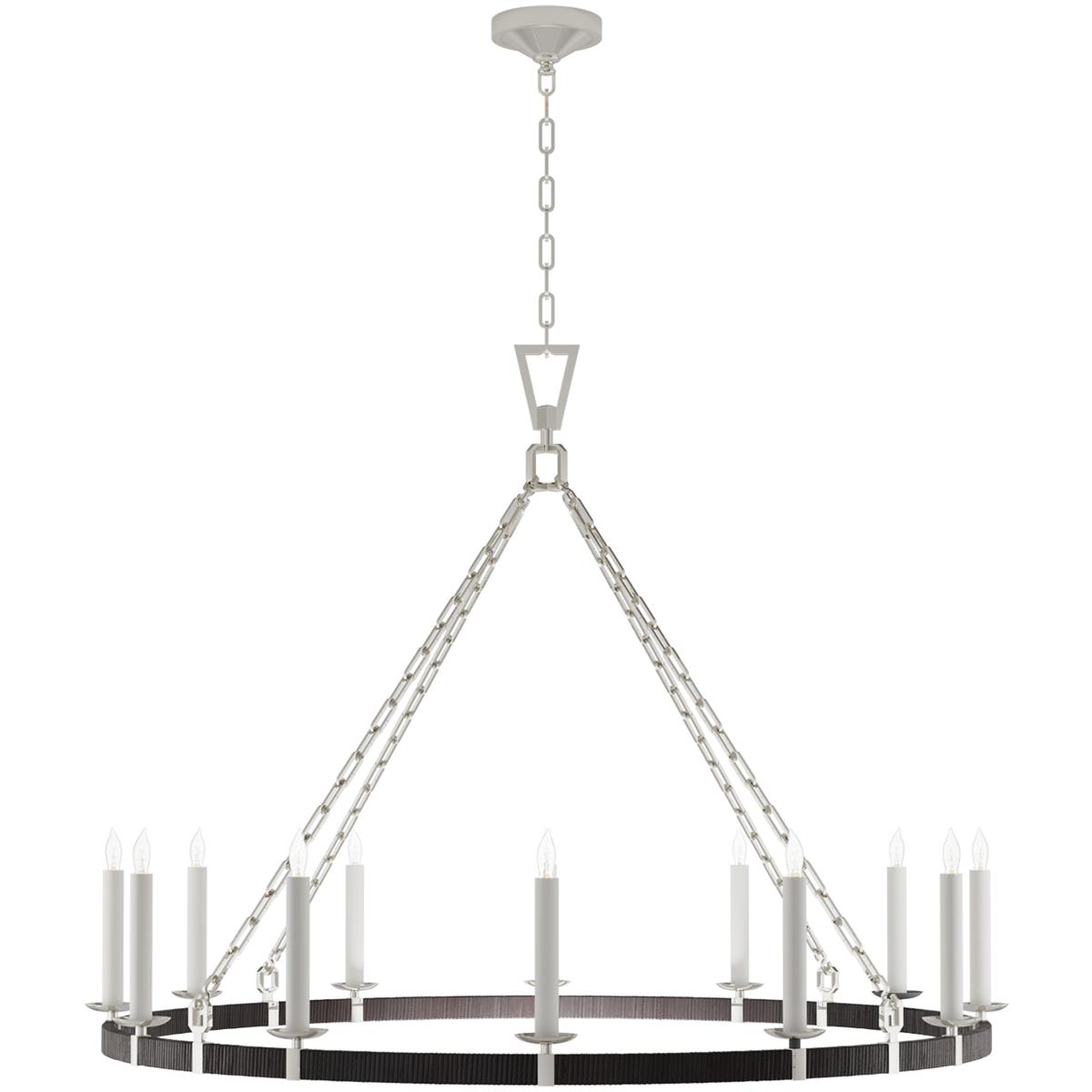 Visual Comfort Signature Collection CHC5874PN/BRT Chapman & Myers Darlana5 LED 50 inch Polished Nickel and Black Rattan Ring Chandelier Ceiling Light,