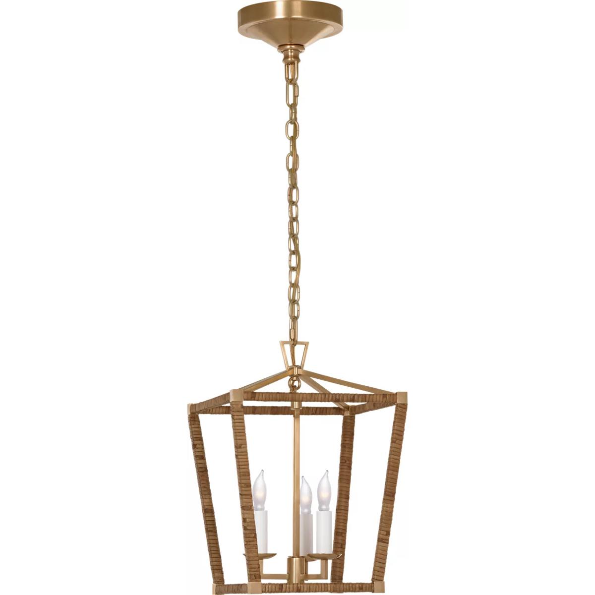 Visual Comfort Signature Collection CHC5875AB/NRT Chapman & Myers Darlana5 LED 9.75 inch Antique-Burnished Brass and Natural Rattan Wrapped Lantern Ce